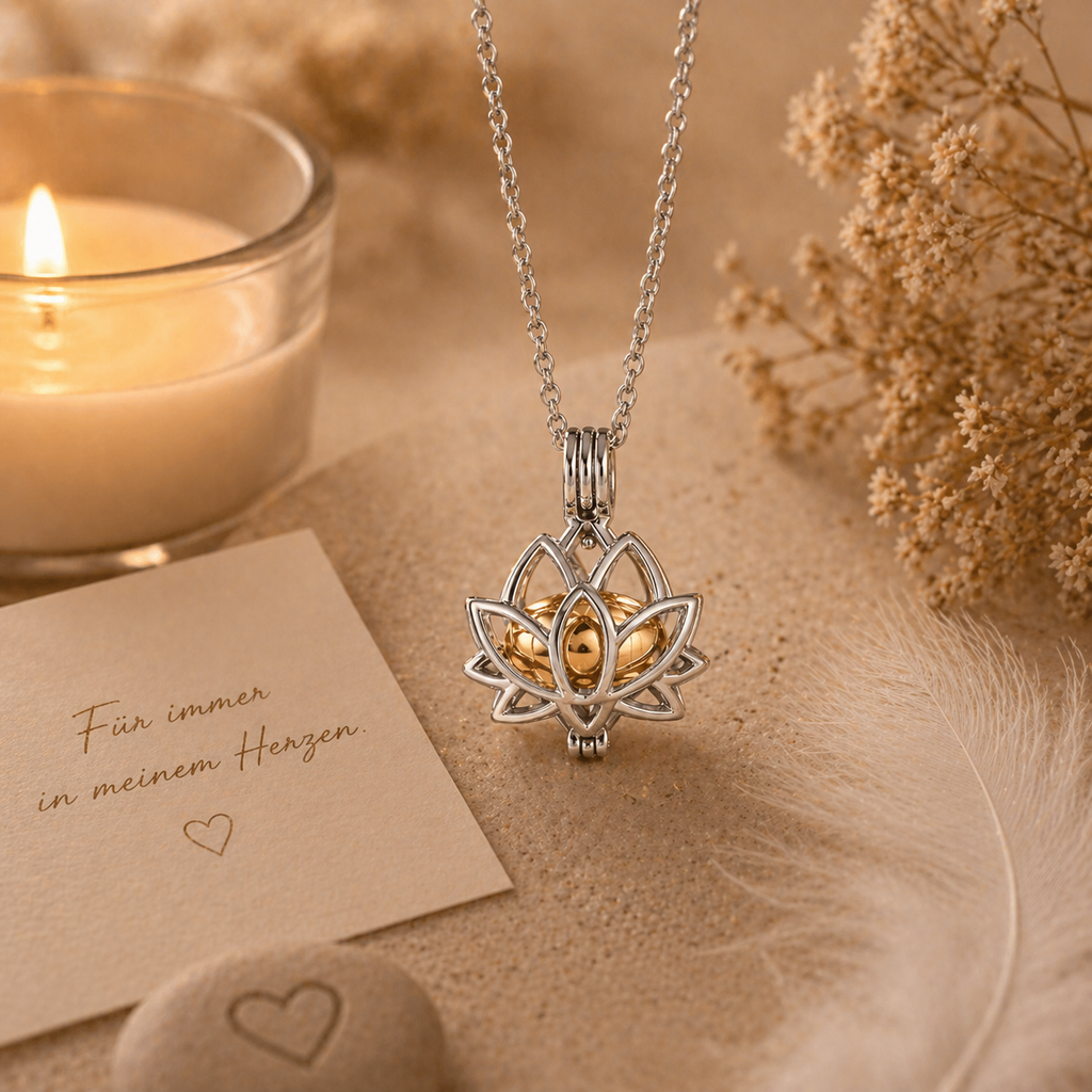 Monello Ascheschmuck Kette mit Lotusblume