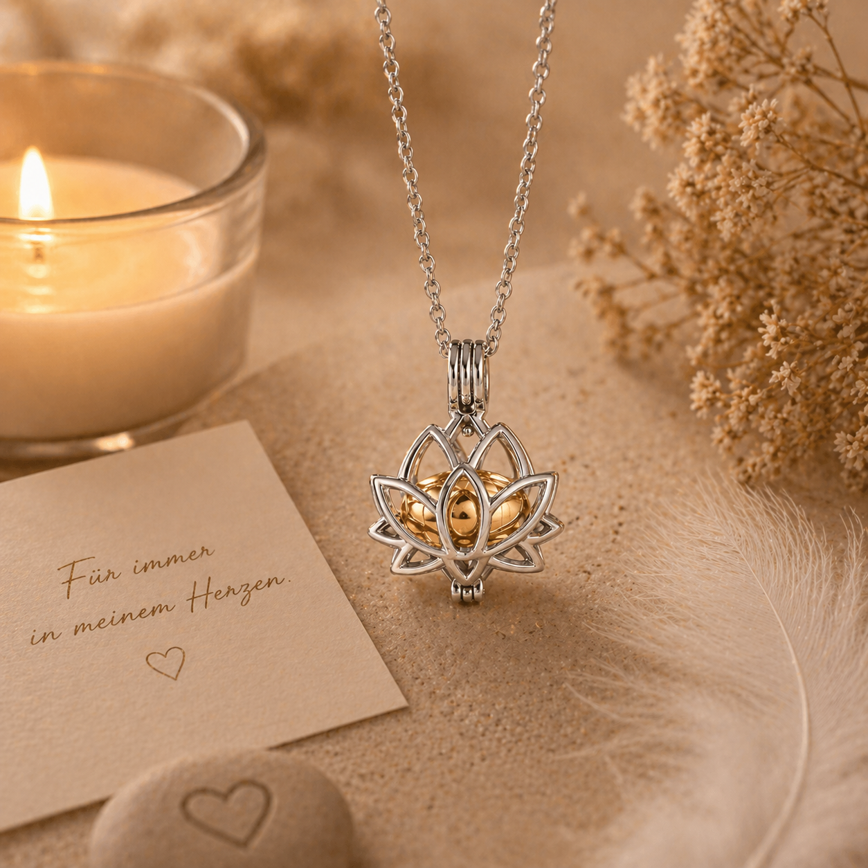 Monello Ascheschmuck Kette mit Lotusblume