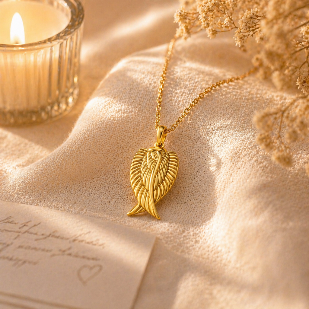 Monello Ascheschmuck Kette mit Anhänger Engelsflügel