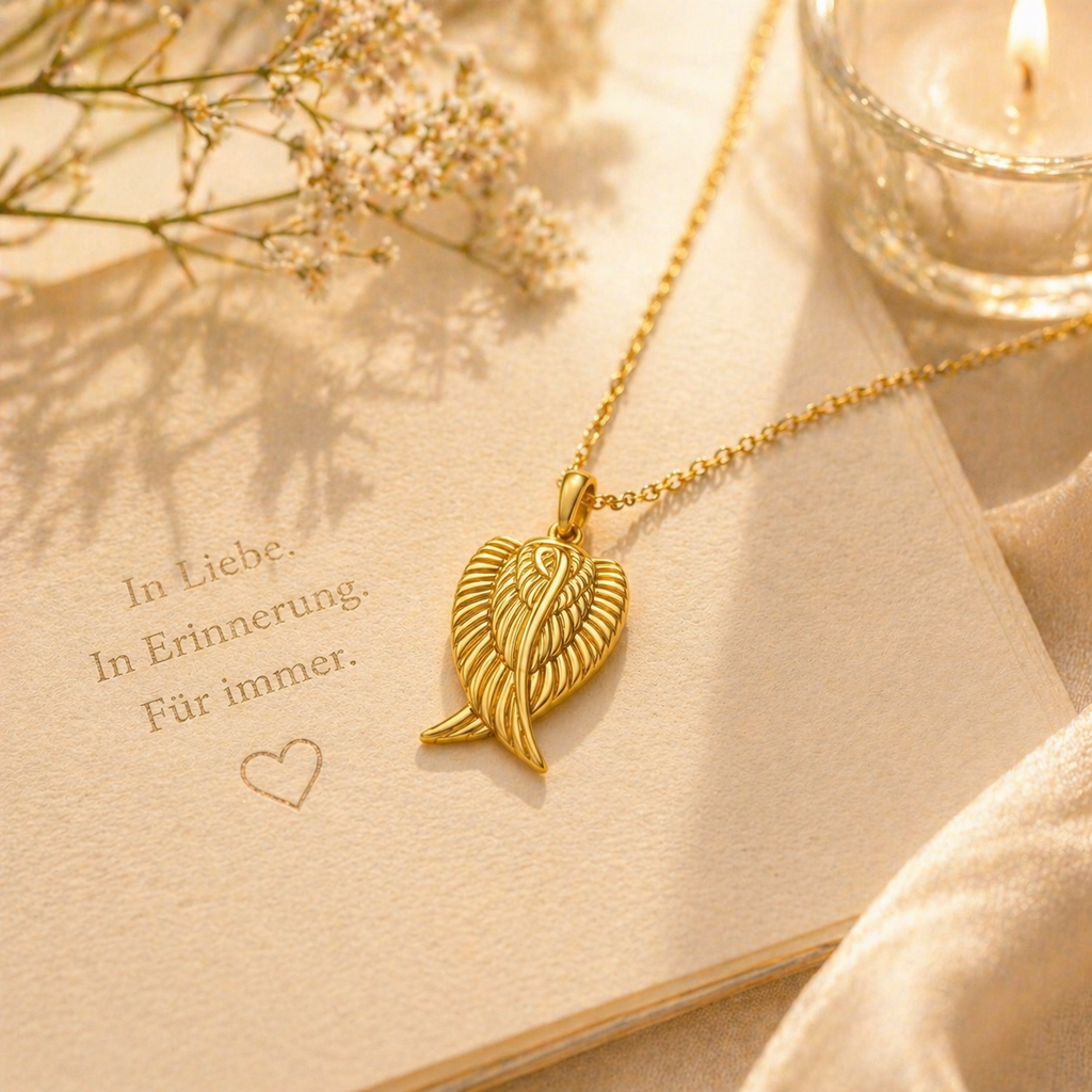 Monello Ascheschmuck Kette mit Anhänger Engelsflügel