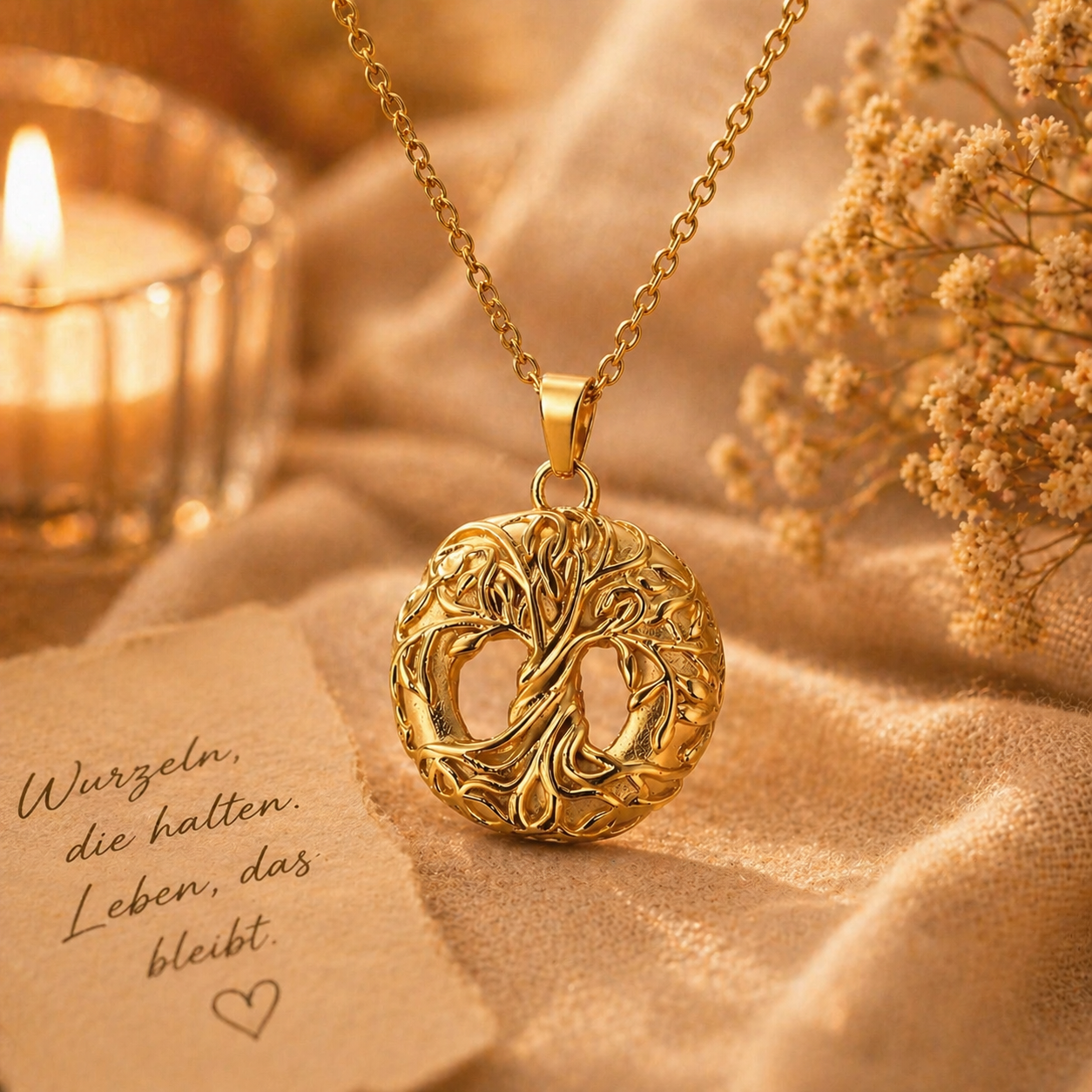 Monello Ascheschmuck Kette mit Anhänger Lebensbaum