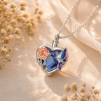 Monello Ascheschmuck Kette mit funkelndem Herzanhänger Spotttölpel und Rose