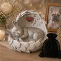 Monello Hundeurne Deluxe Französische Bulldogge in Engelsflügeln mit goldenem Pfotenherz