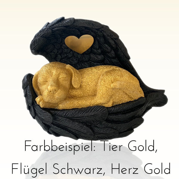 Monello® Hundeurne Deluxe mit Engelsflügeln mit Gravur