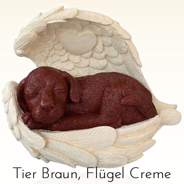 Monello® Hundeurne Deluxe mit Engelsflügeln mit Gravur