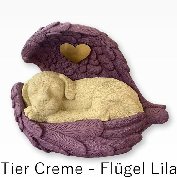 Monello® Hundeurne Deluxe mit Engelsflügeln mit Gravur