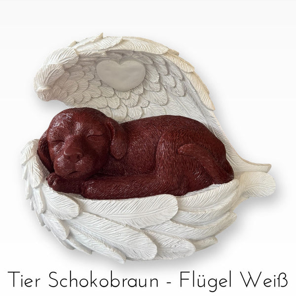 Monello® Hundeurne Deluxe mit Engelsflügeln mit Gravur