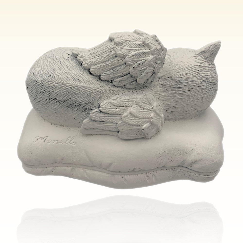 Monello® Katzenurne Katze auf Kissen Klein Weiß B-Ware