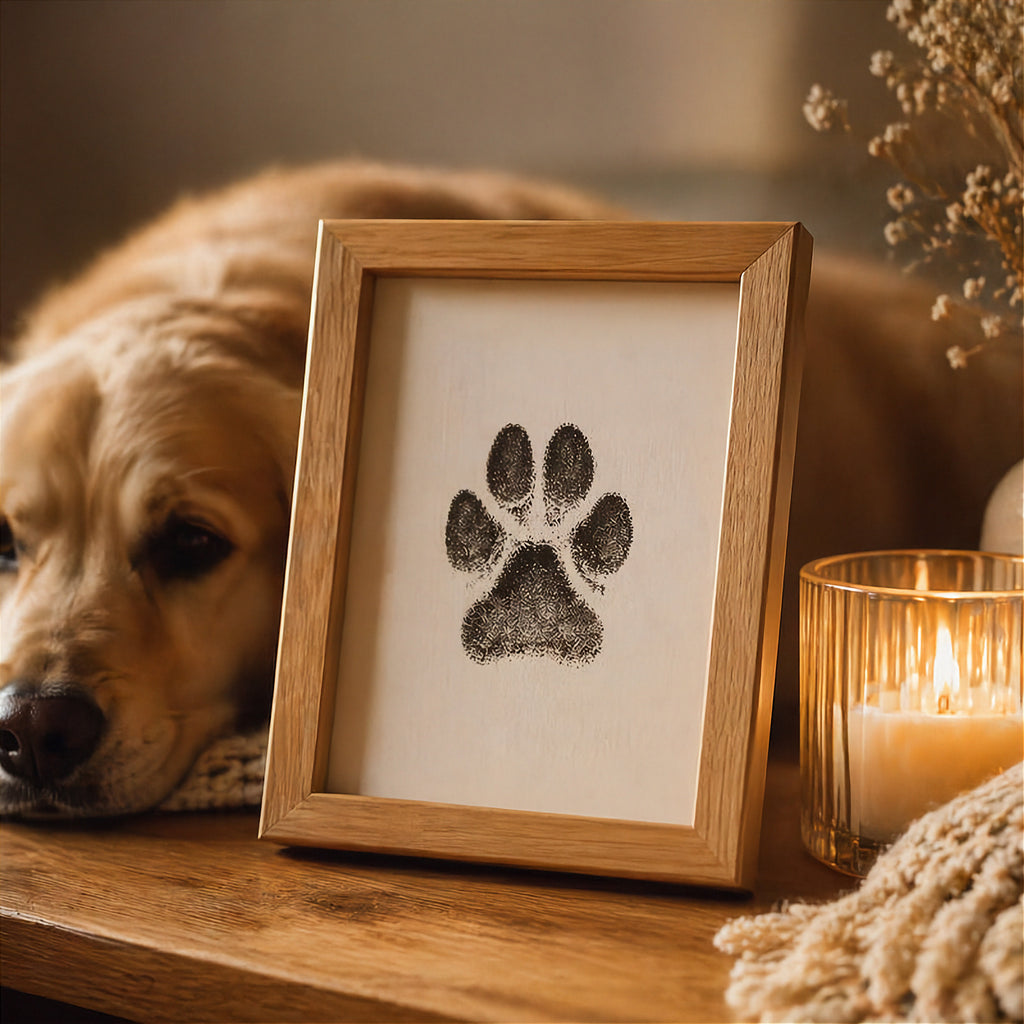Pfotenabdruck-Set Klassisch mit Bilderrahmen und Hundeabdruck