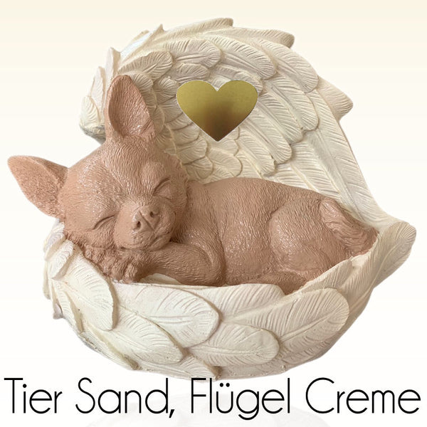 Monello® Hundeurne Deluxe Chihuahua in Engelsflügeln mit Gravur