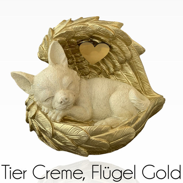 Monello® Hundeurne Deluxe Chihuahua in Engelsflügeln mit Gravur