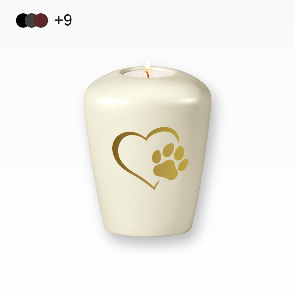 Heiso Gedenkurne Herz Pfote mit Teelicht