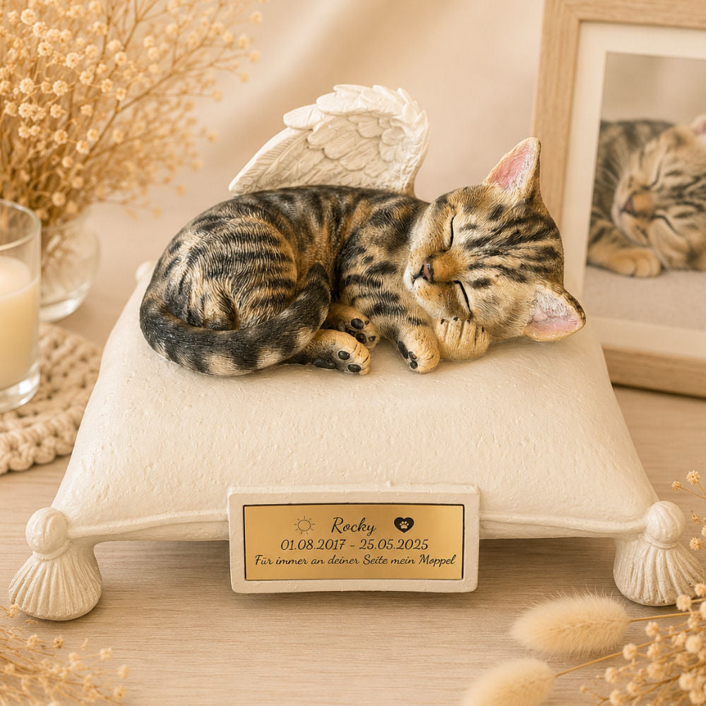 Monello® Portraiturne Katze auf Kissen bemalt nach Fotovorlage
