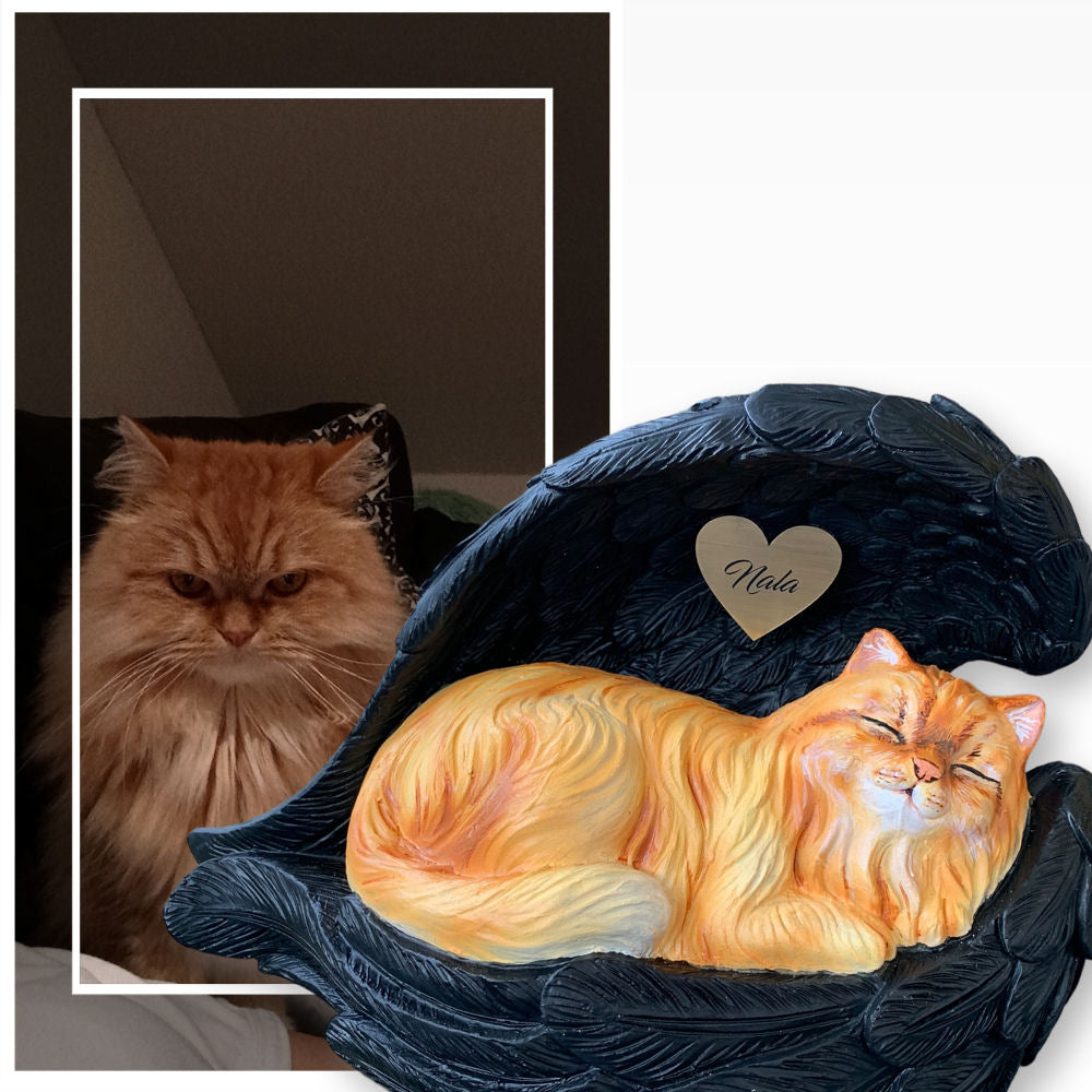 Monello® Katze in Engelsflügel Langhaar bemalt nach Fotovorlage