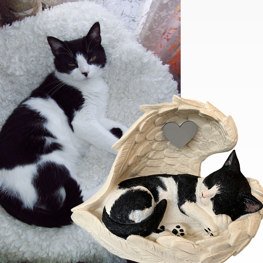 Monello® Katze in Engelsflügel bemalt nach Fotovorlage