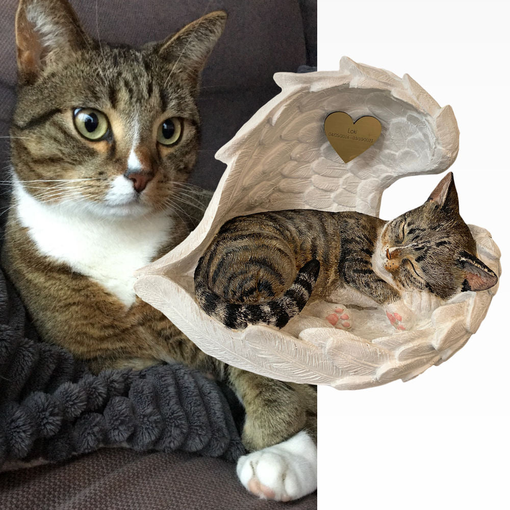 Monello® Katze in Engelsflügel bemalt nach Fotovorlage