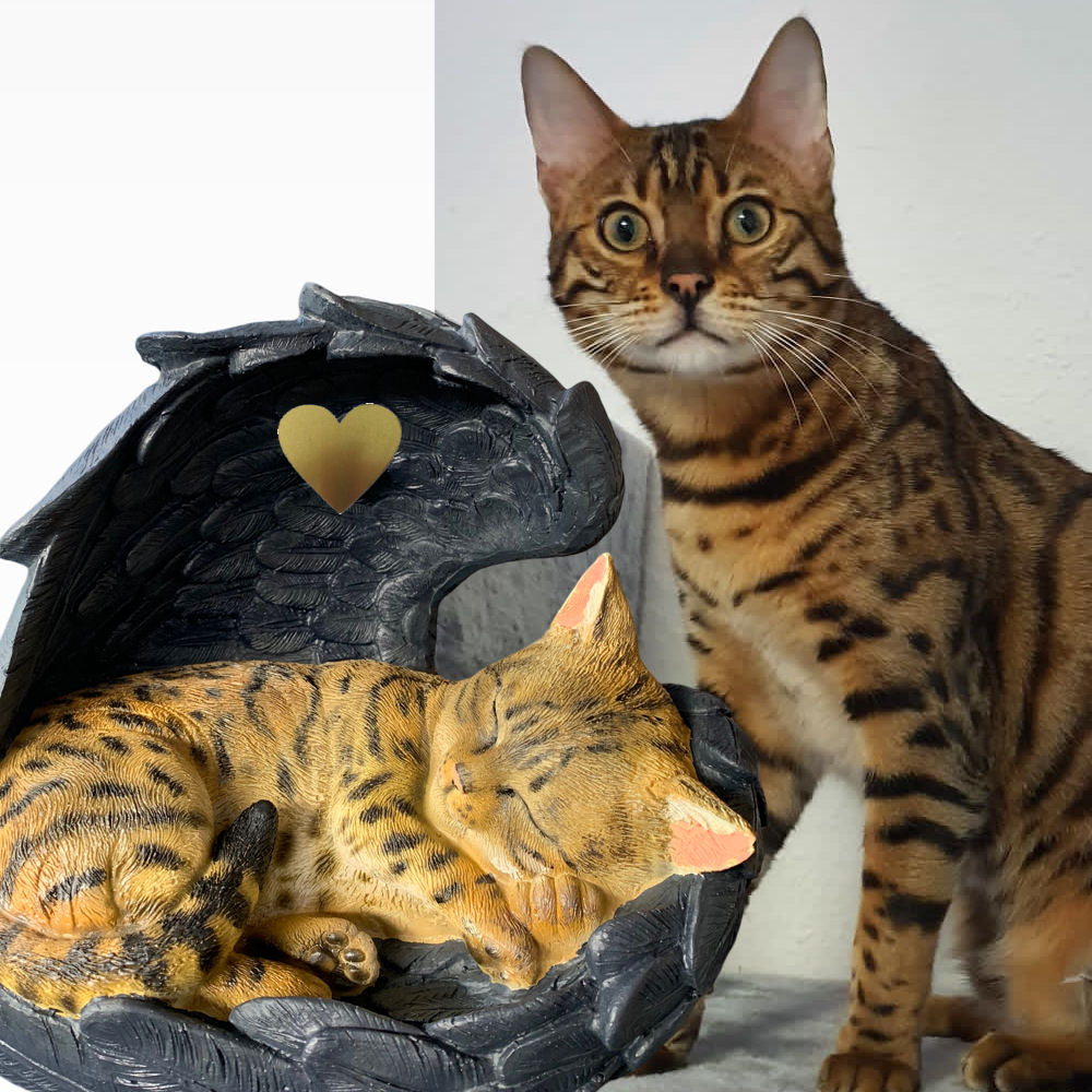 Monello® Katze in Engelsflügel bemalt nach Fotovorlage