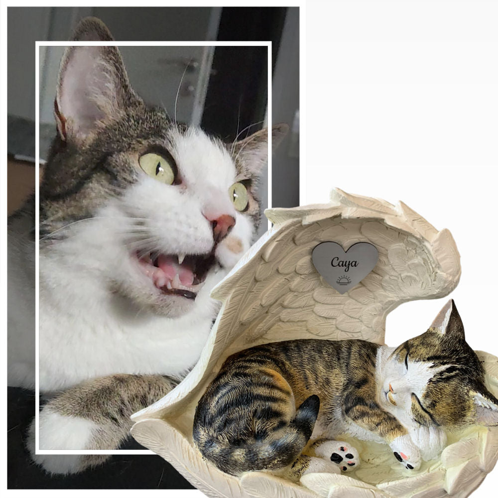 Monello® Katze in Engelsflügel bemalt nach Fotovorlage