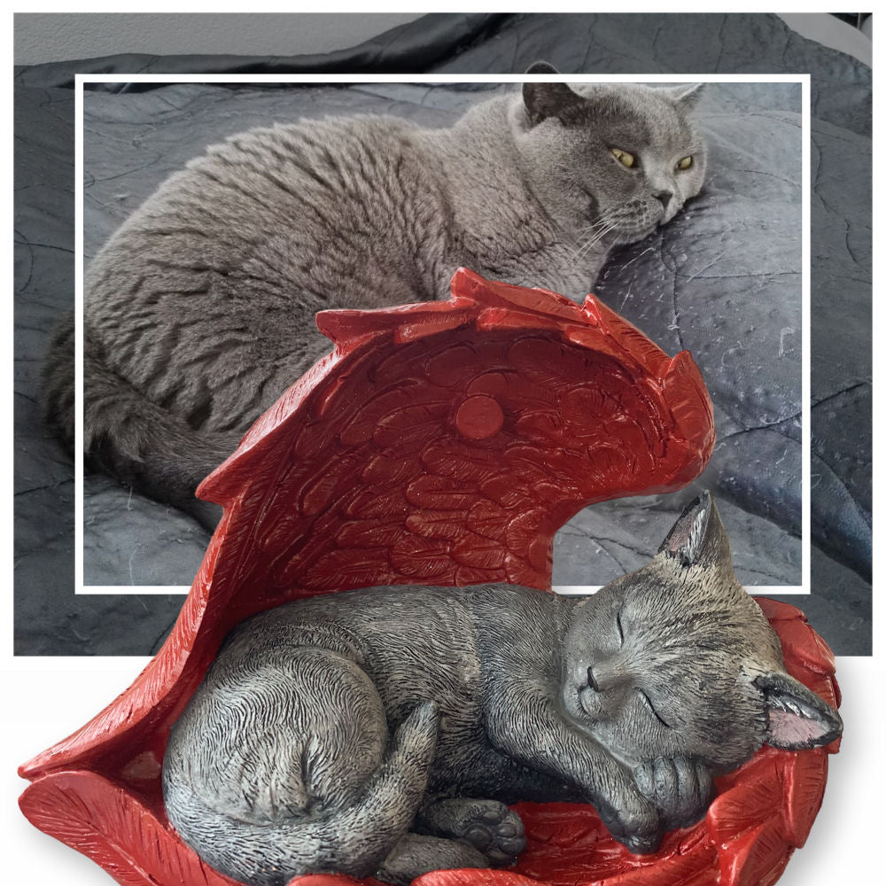 Monello® Katze in Engelsflügel bemalt nach Fotovorlage