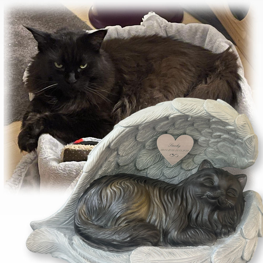 Monello® Katze in Engelsflügel Langhaar bemalt nach Fotovorlage
