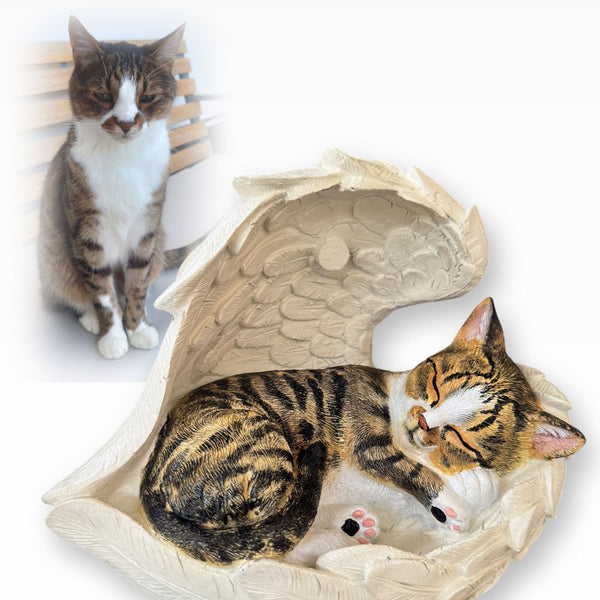 Monello® Katze in Engelsflügel bemalt nach Fotovorlage