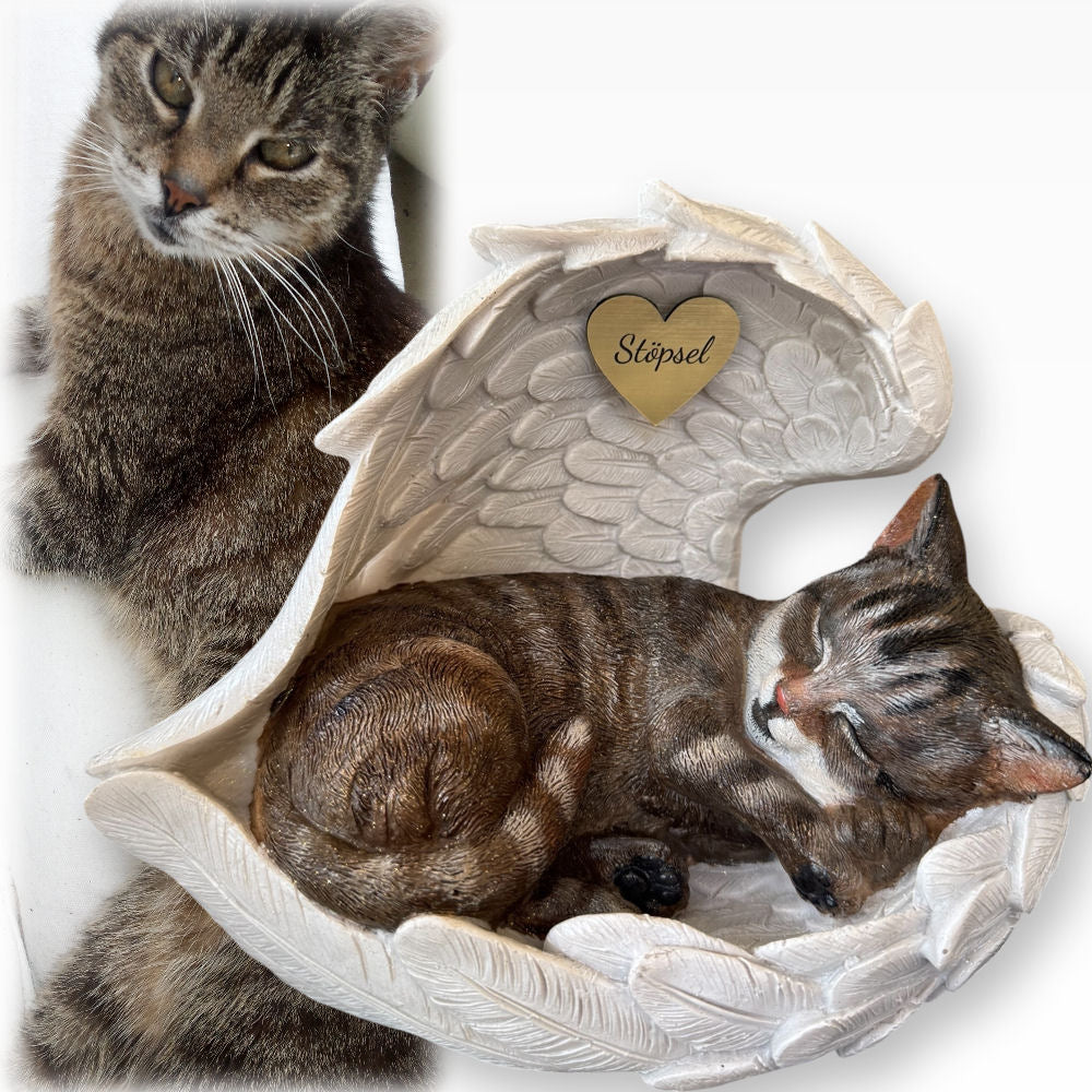 Monello® Katze in Engelsflügel bemalt nach Fotovorlage