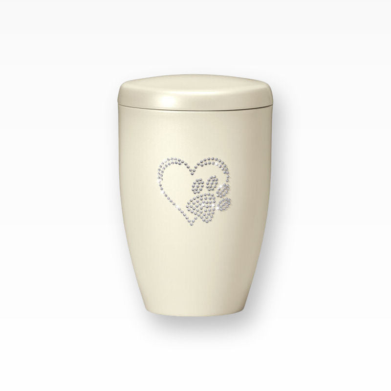 Heiso Tierurne Kristall Steinchen Herz mit Pfote