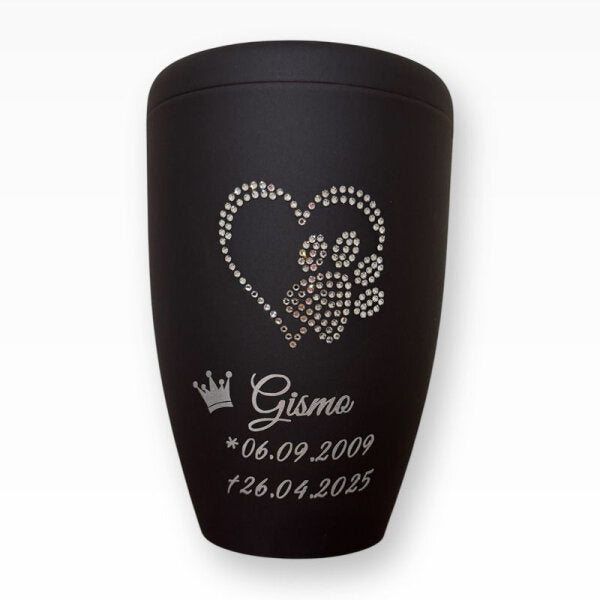 Heiso Tierurne Kristall Steinchen Herz mit Pfote