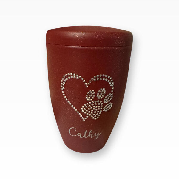 Heiso Tierurne Kristall Steinchen Herz mit Pfote