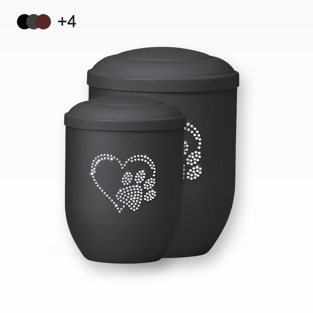 Tierurne mit Strass Herz Pfote