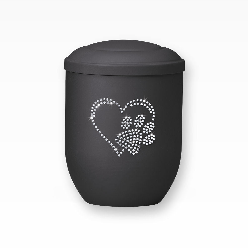 Tierurne mit Strass Herz Pfote