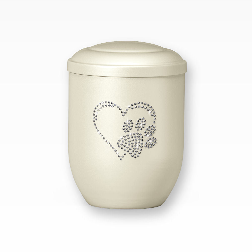 Tierurne mit Strass Herz Pfote