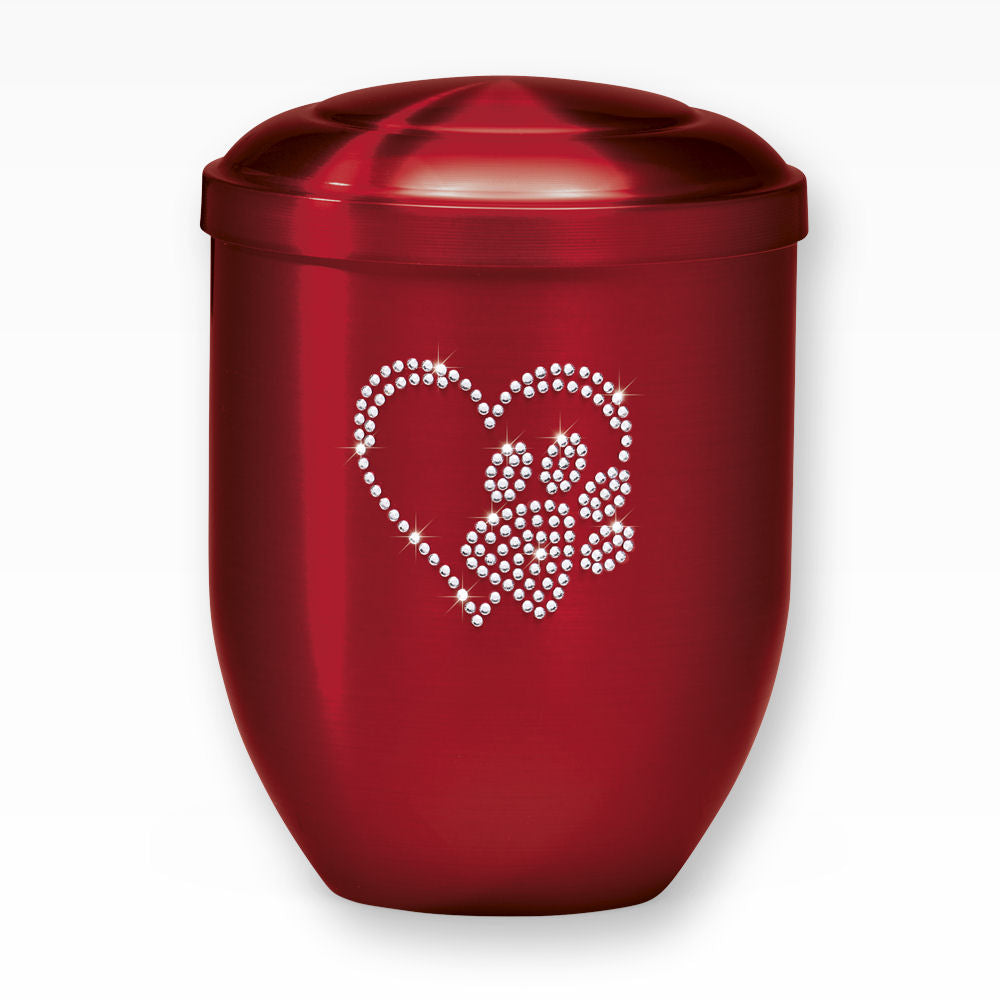 Tierurne mit Strass Herz Pfote