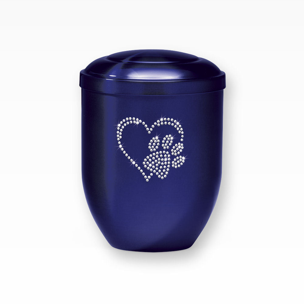 Tierurne mit Strass Herz Pfote