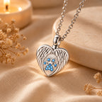 Monello Ascheschmuck Kette mit Anhänger Herz Flügel mit Strass