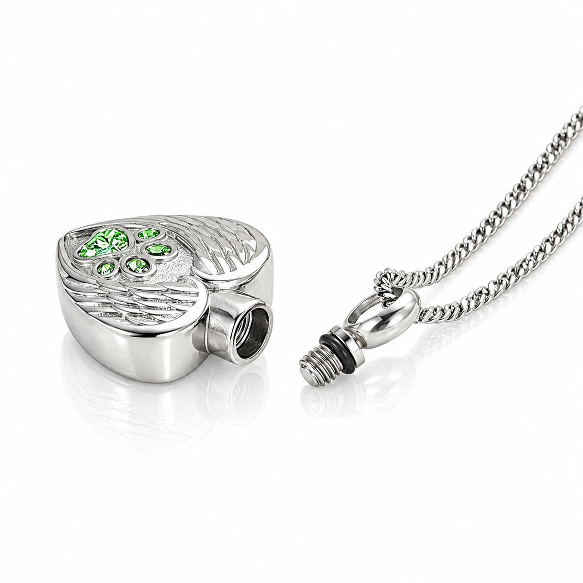 Monello Ascheschmuck Kette mit Anhänger Herz Flügel mit Strass