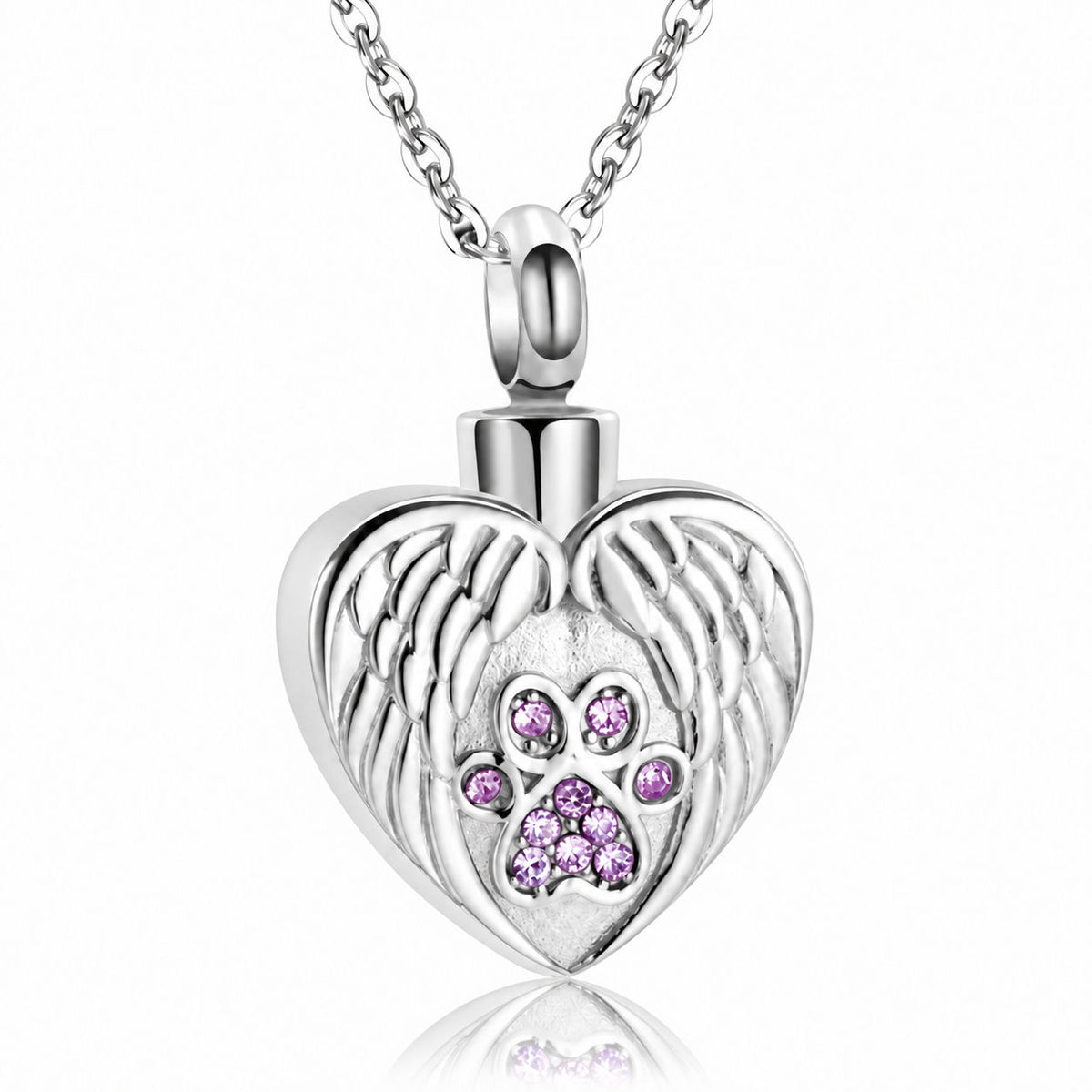 Monello Ascheschmuck Kette mit Anhänger Herz Flügel mit Strass