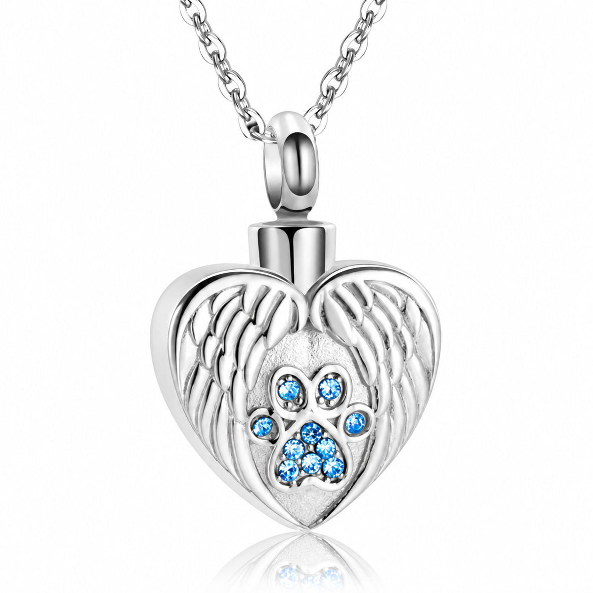Monello Ascheschmuck Kette mit Anhänger Herz Flügel mit Strass