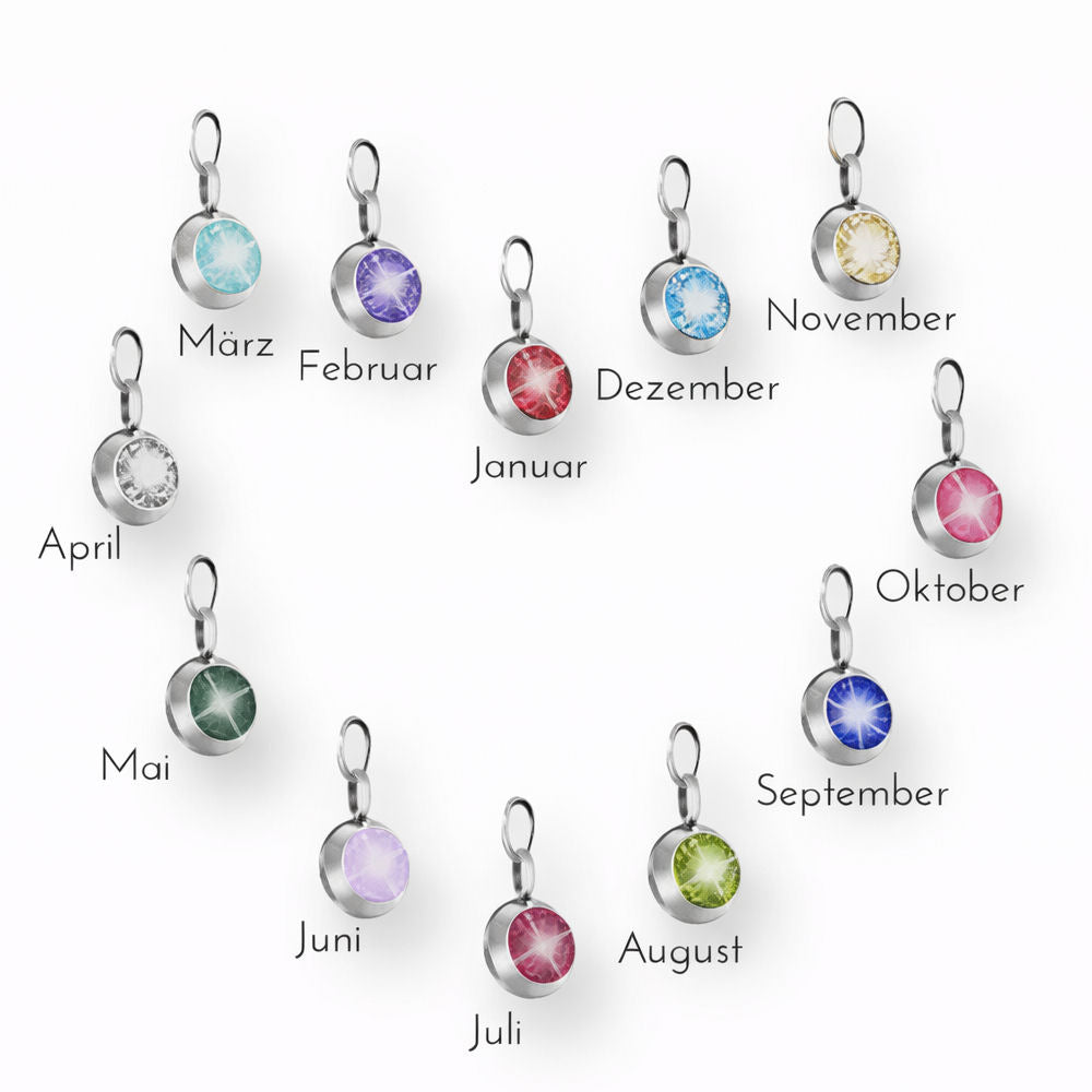 Monello Ascheschmuck Kette mit Herzanhänger Flügel und Geburtsstein