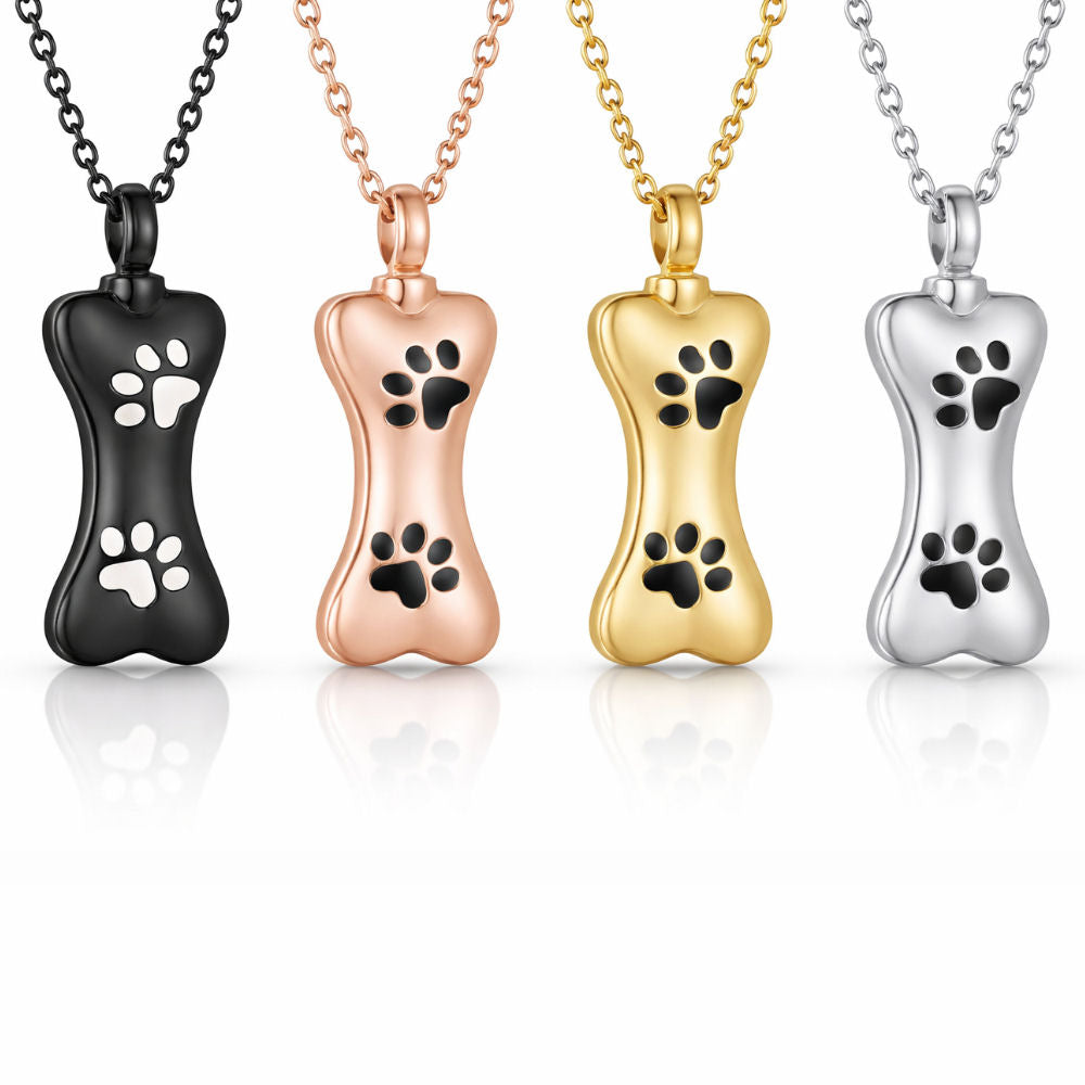 Monello Ascheschmuck Kette mit Anhänger Hundeknochen mit Pfötchen
