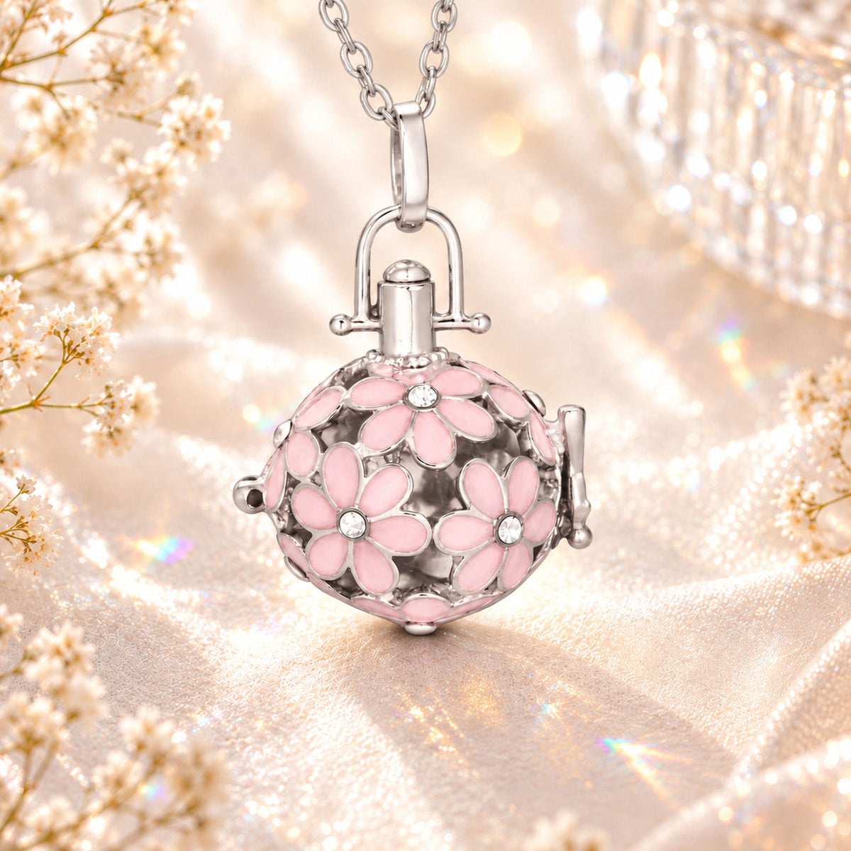 Monello Ascheschmuck Kette mit Anhänger Kugel Flower mit Strass