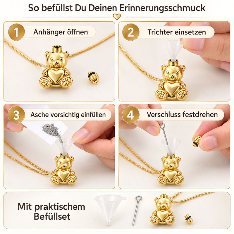 Monello Ascheschmuck Kette mit Anhänger Bärchen