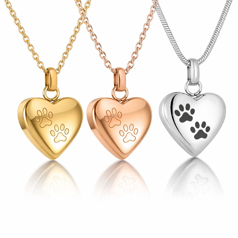 Monello Ascheschmuck Kette mit Anhänger Herz Zwei Pfoten