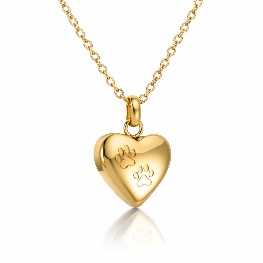 Monello Ascheschmuck Kette mit Anhänger Herz Zwei Pfoten