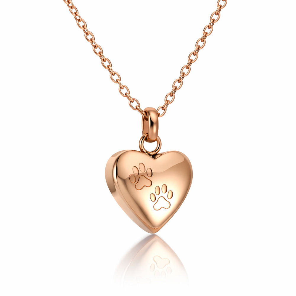Monello Ascheschmuck Kette mit Anhänger Herz Zwei Pfoten