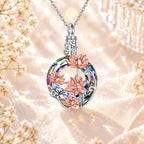 Monello Ascheschmuck Kette mit floralem Anhänger Kreis des Lebens