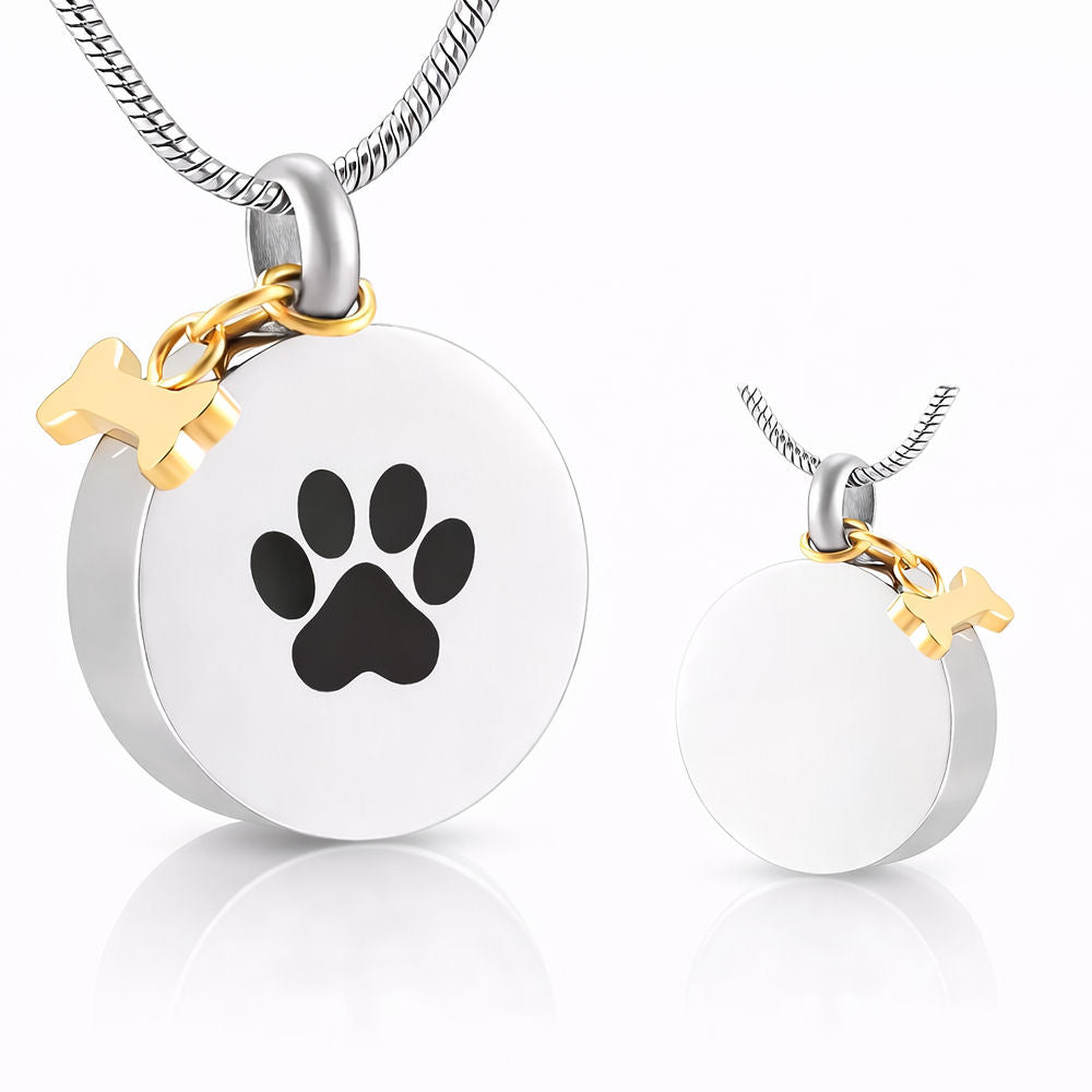 Monello Ascheschmuck Kette mit Coin Pfote Knochen