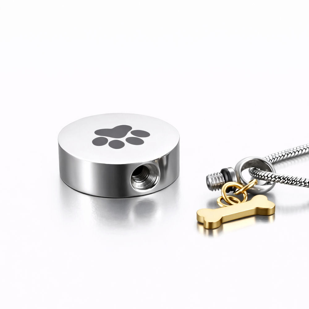 Monello Ascheschmuck Kette mit Coin Pfote Knochen