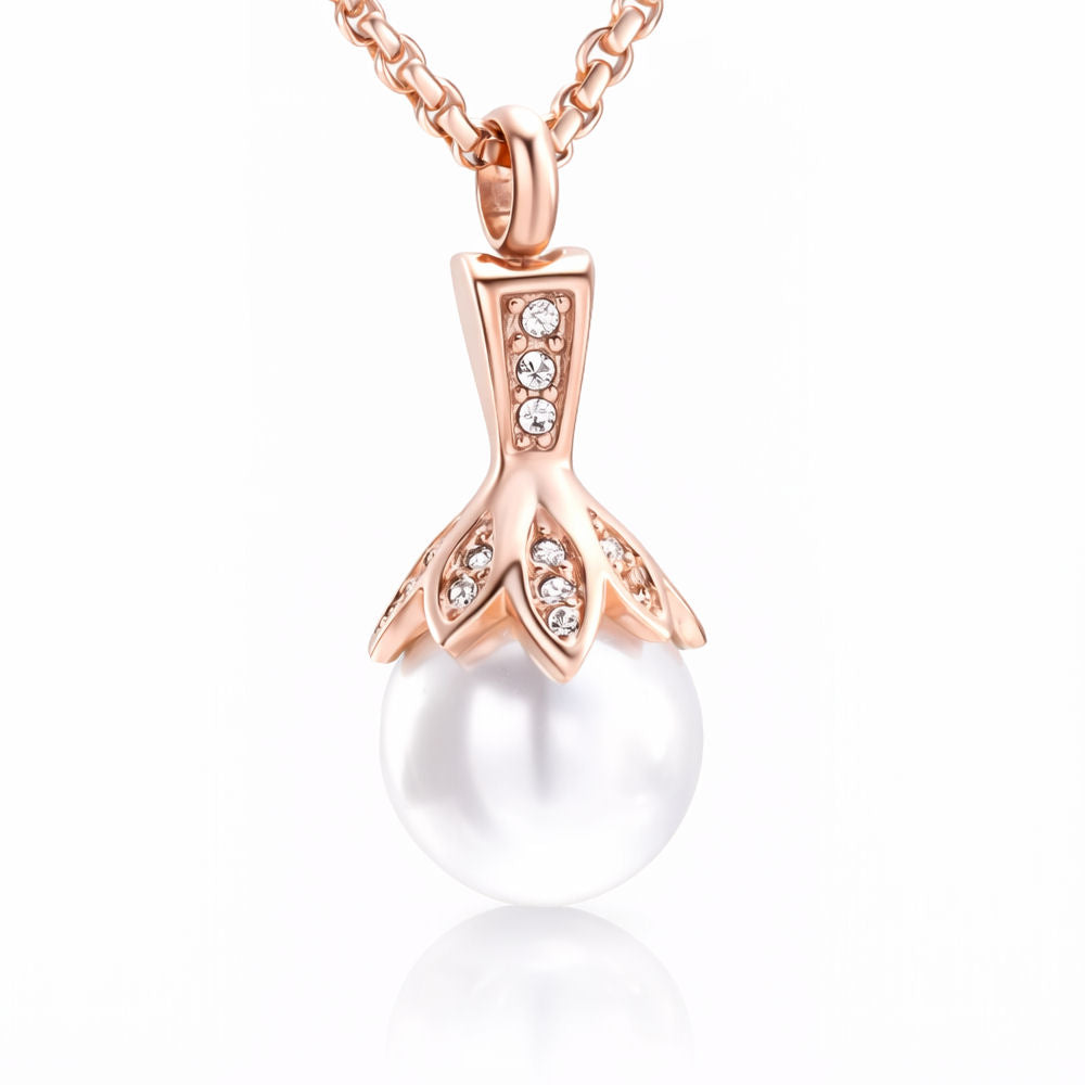 Monello Ascheschmuck Kette mit Anhänger Perle mit Strass