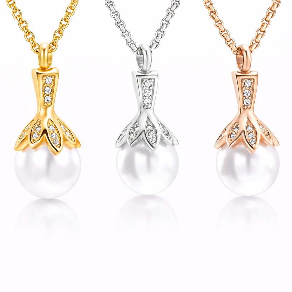 Monello Ascheschmuck Kette mit Anhänger Perle mit Strass